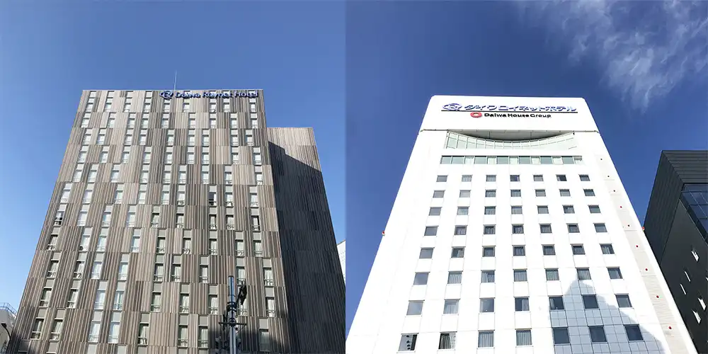 ダイワロイネットホテル名古屋太閤口通り(左)と新幹線口(右)